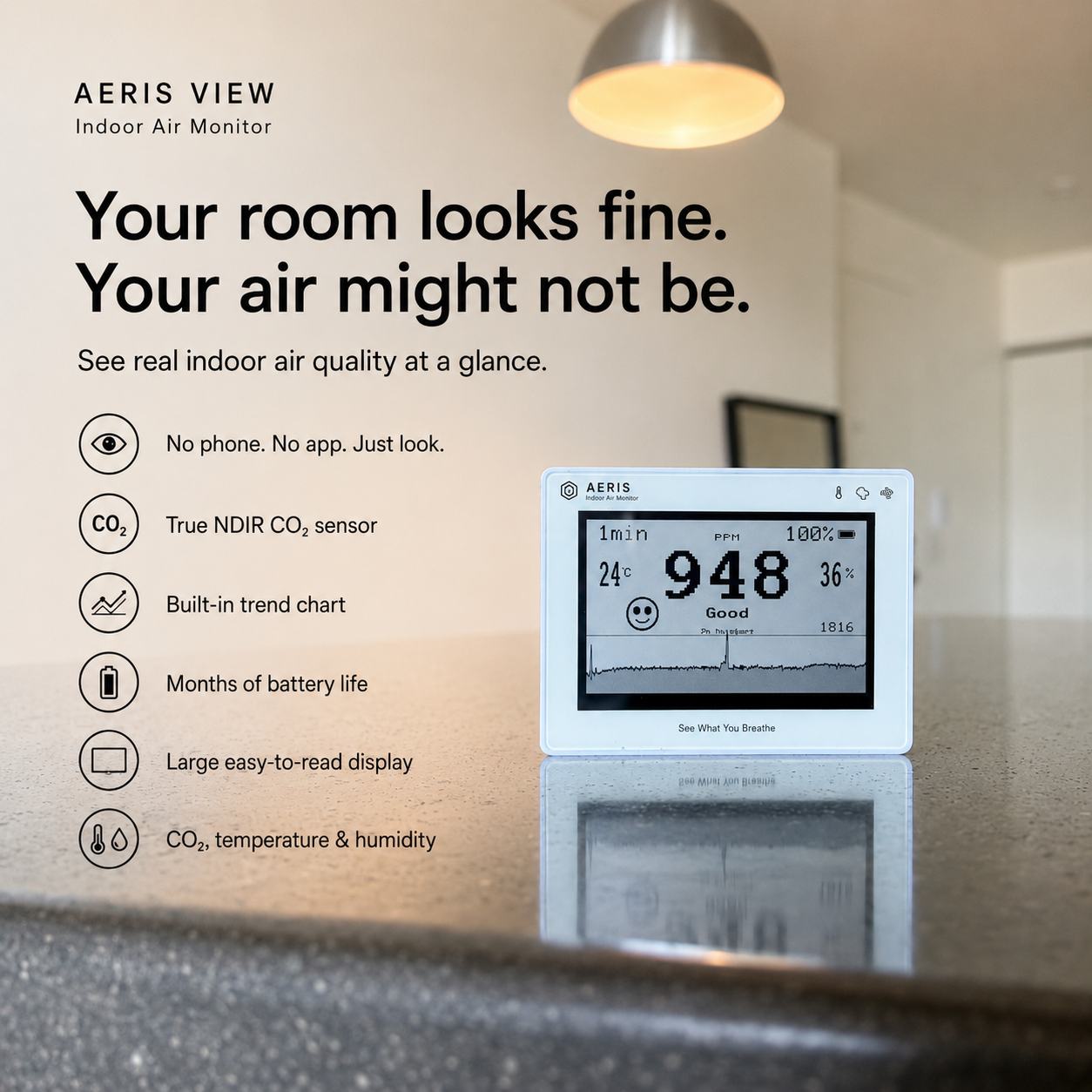 Aeris View - CO2 Monitor for Indoor Air Quality