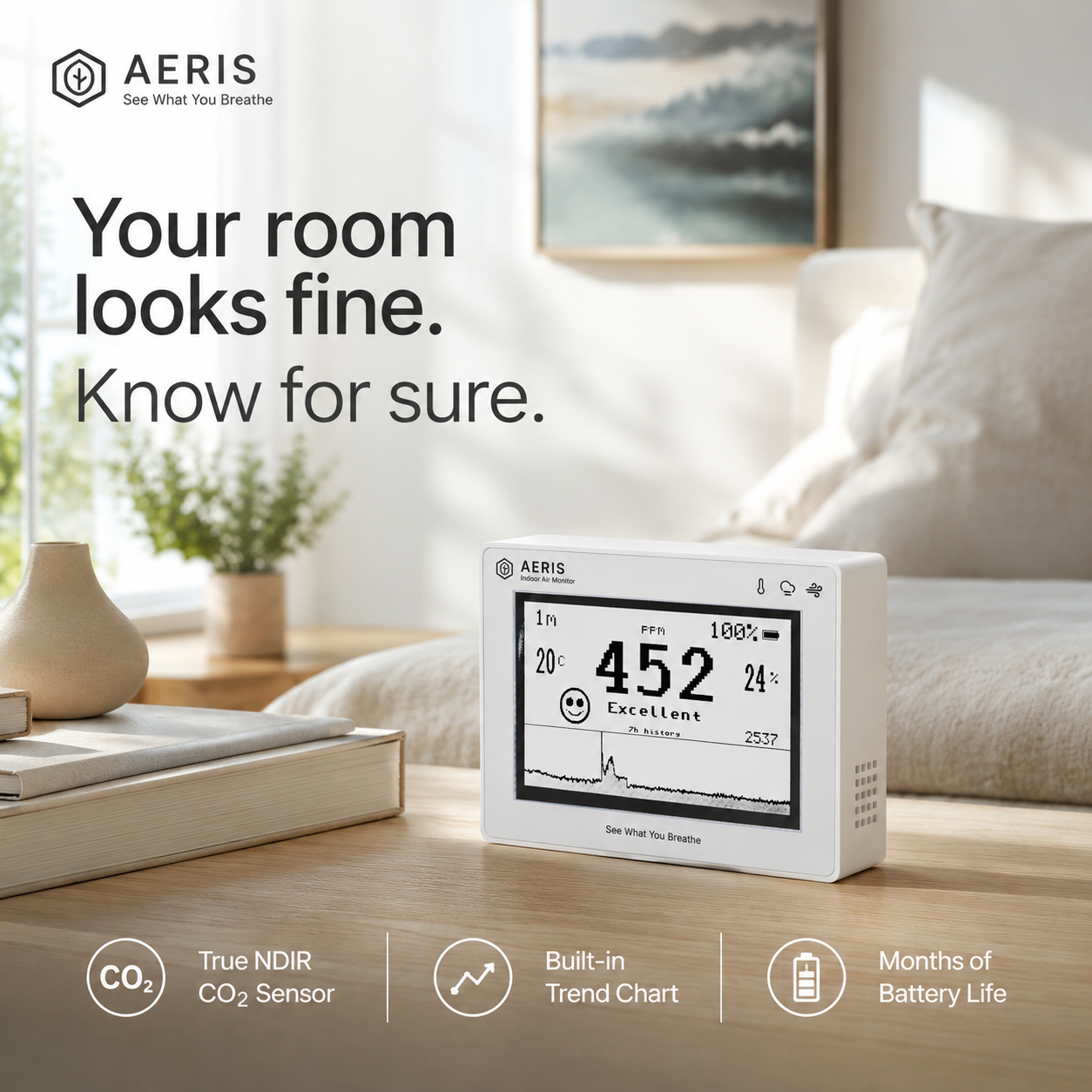 Aeris View - CO2 Monitor for Indoor Air Quality